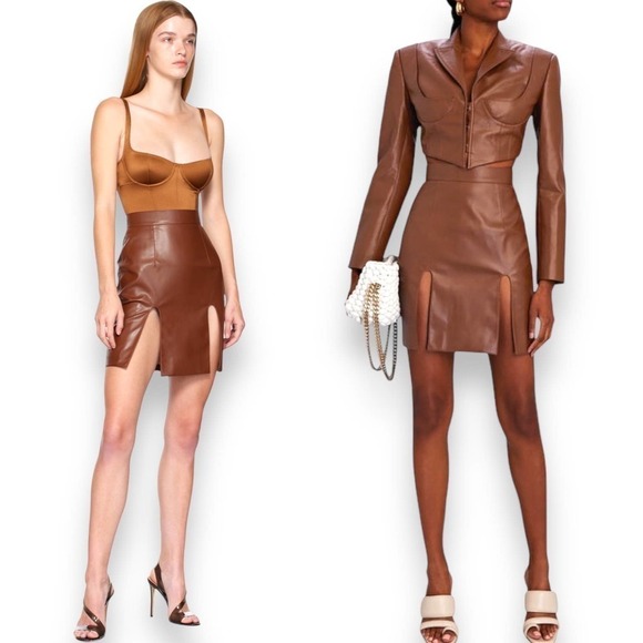 Aleksandre Akhalkatsishvili Cutout High-waisted Vegan Leather Skirt Sz Small - Picture 5 of 16